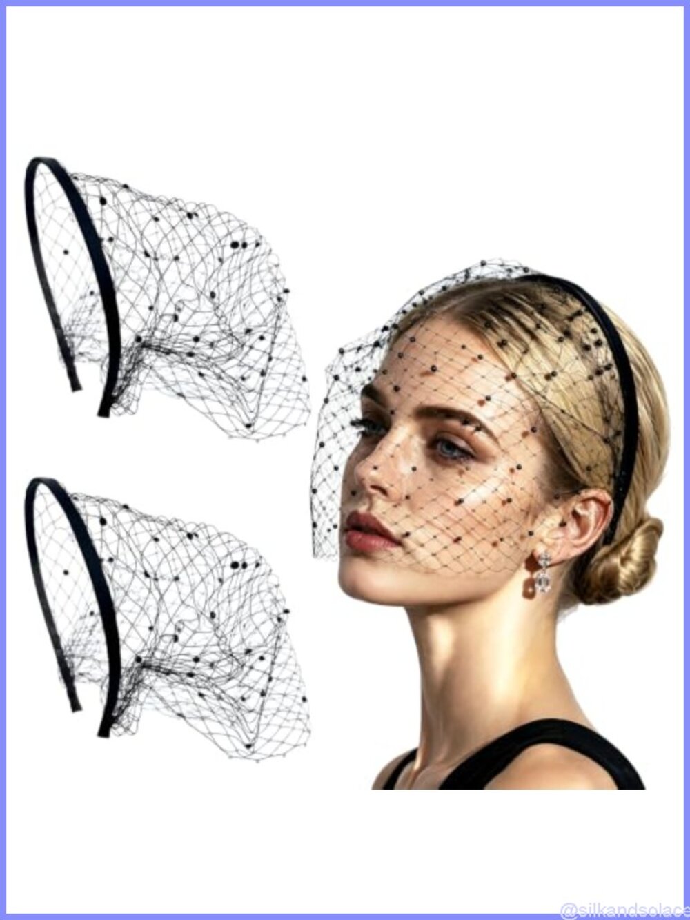 Birdcage Veil Headband Rhinestone Mesh 1920s Fascinator Costume Accessory